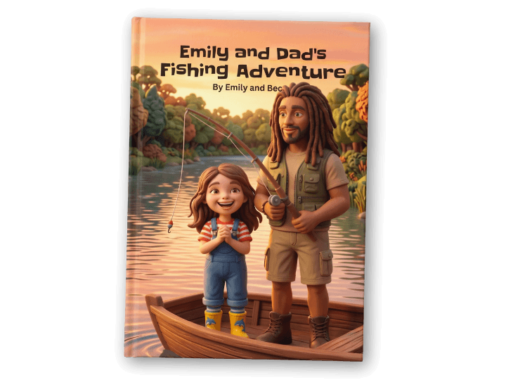Emily and Dad's Fishing Adventure, personalised book cover